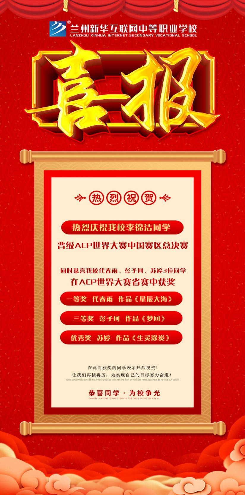 喜報！恭喜蘭州新華學子在ACP世界大賽中獲得優異成績